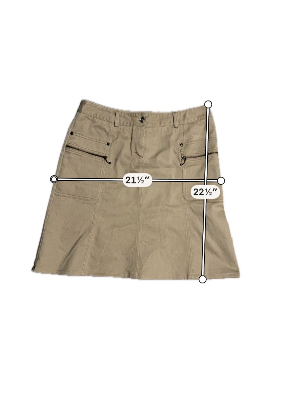 Romi-ho Beige Cotton Stretch A-Line Utility Skirt Size 46 Italy - Picture 2 of 3